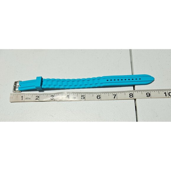 Retro Minimalist Blue Silicone Watch Band Textured Design 80s 90s Fashion Women - Picture 4 of 5